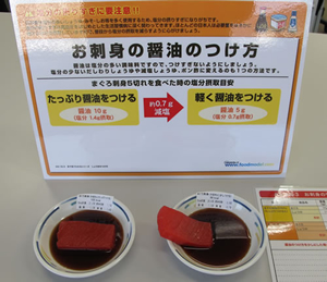 減塩指導用モデル しょうゆのつけ方