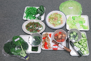 野菜350g　調理前後の変化モデル（5種）